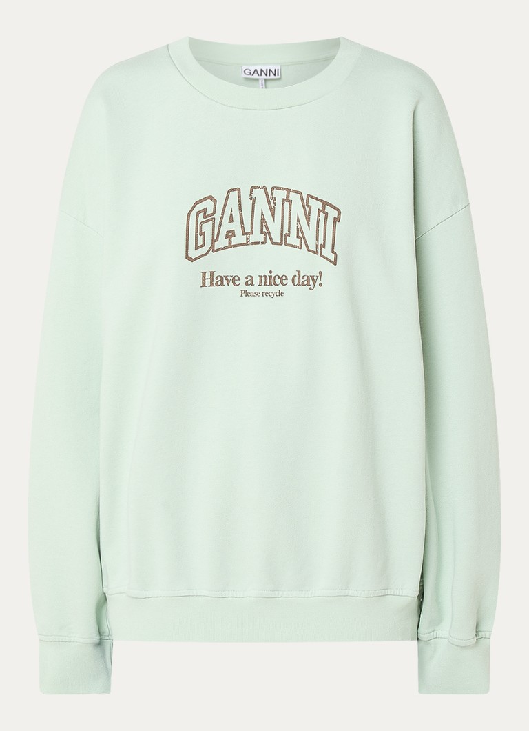 Suéter Ganni Isoli em algodão orgânico com estampa do logotipo