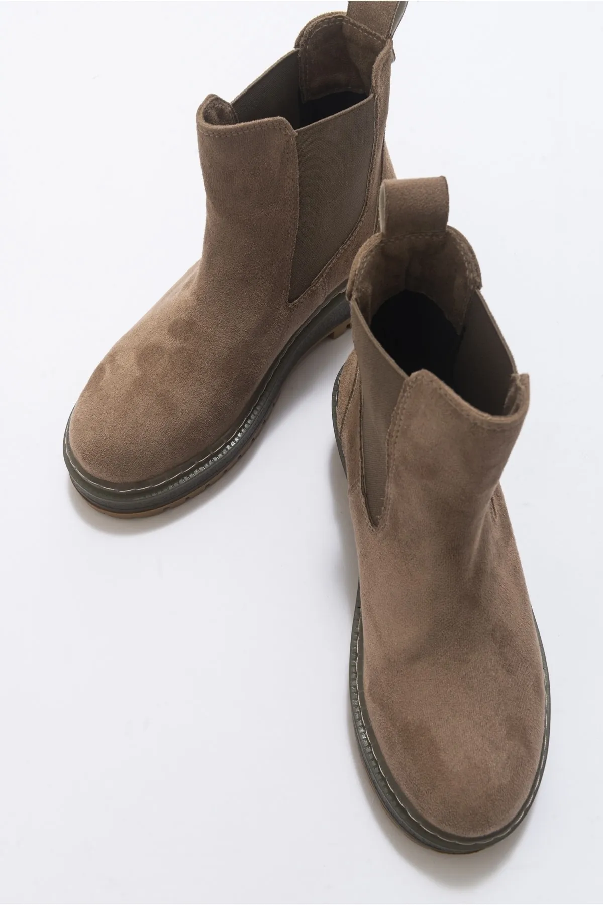 LuviShoes  4120 Damenstiefel aus dunkelbeigem Wildleder