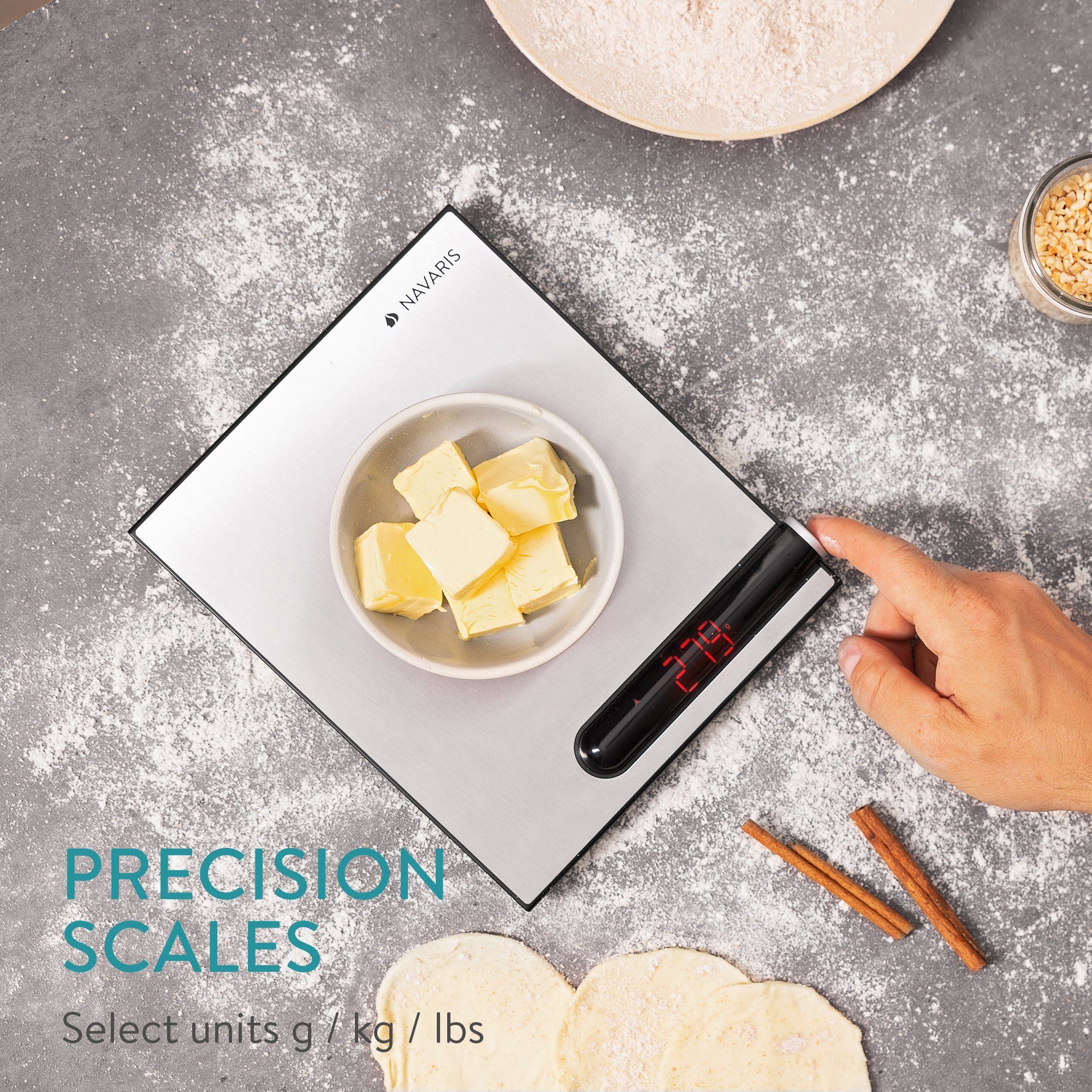 Navaris Küchenwaage Küchenwaage digital bis 5kg - hohe Präzision - Edelstahl