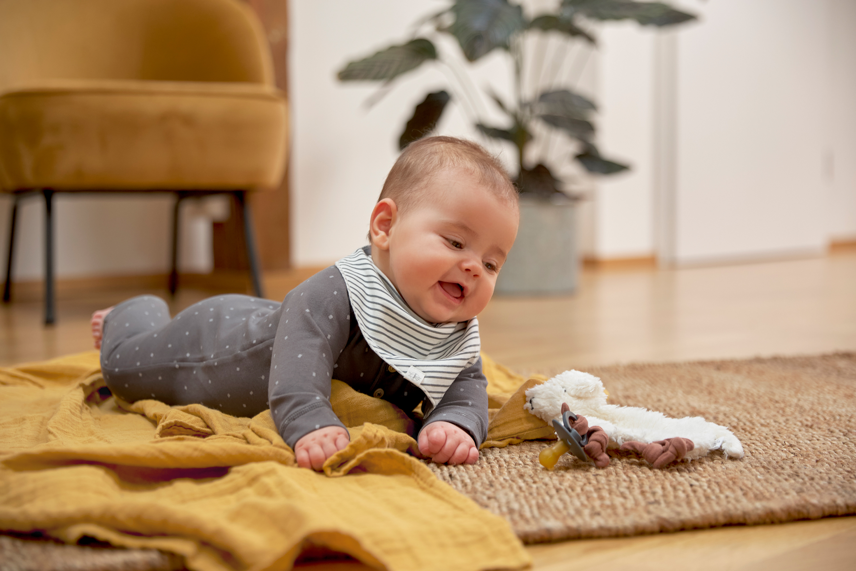 Baby Schlafanzug - Bio Baumwolle, Spots, Anthrazit