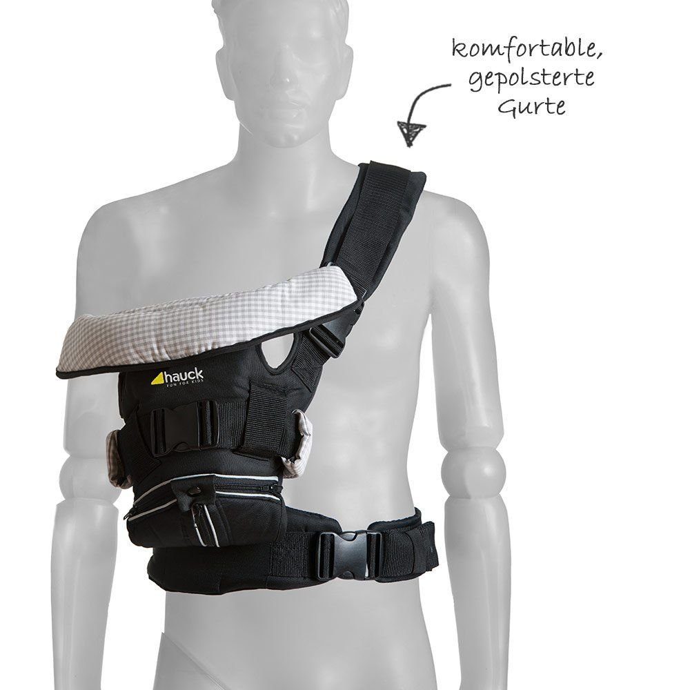 Hauck Babytrage 4-Way Carrier - Black, Ergonomische Bauchtrage für Babys & Kleinkinder ab Geburt bis zu 12 kg