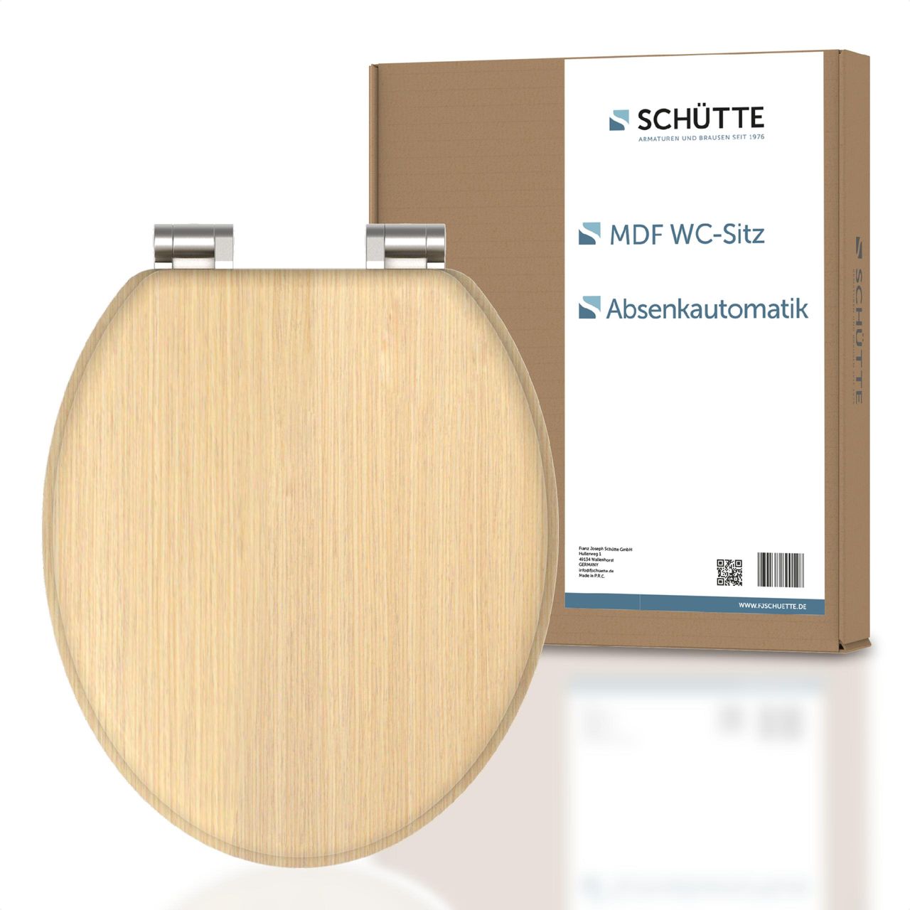 Schütte MDF WC Sitz NATURAL WOOD,Toilettendeckel mit Absenkautomatik, Holzkern