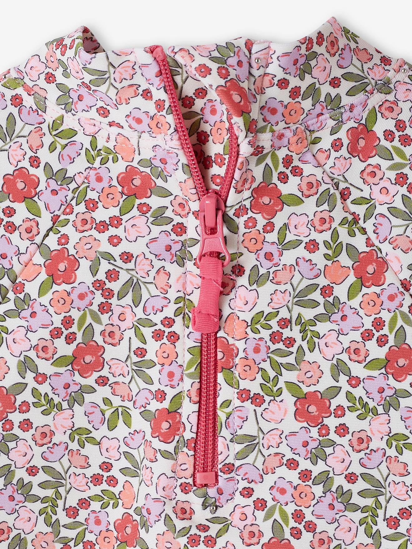 Vertbaudet Mädchen Baby-Set mit UV-Schutz: Shirt, Badehose & Sonnenhut Oeko-Tex - rosa