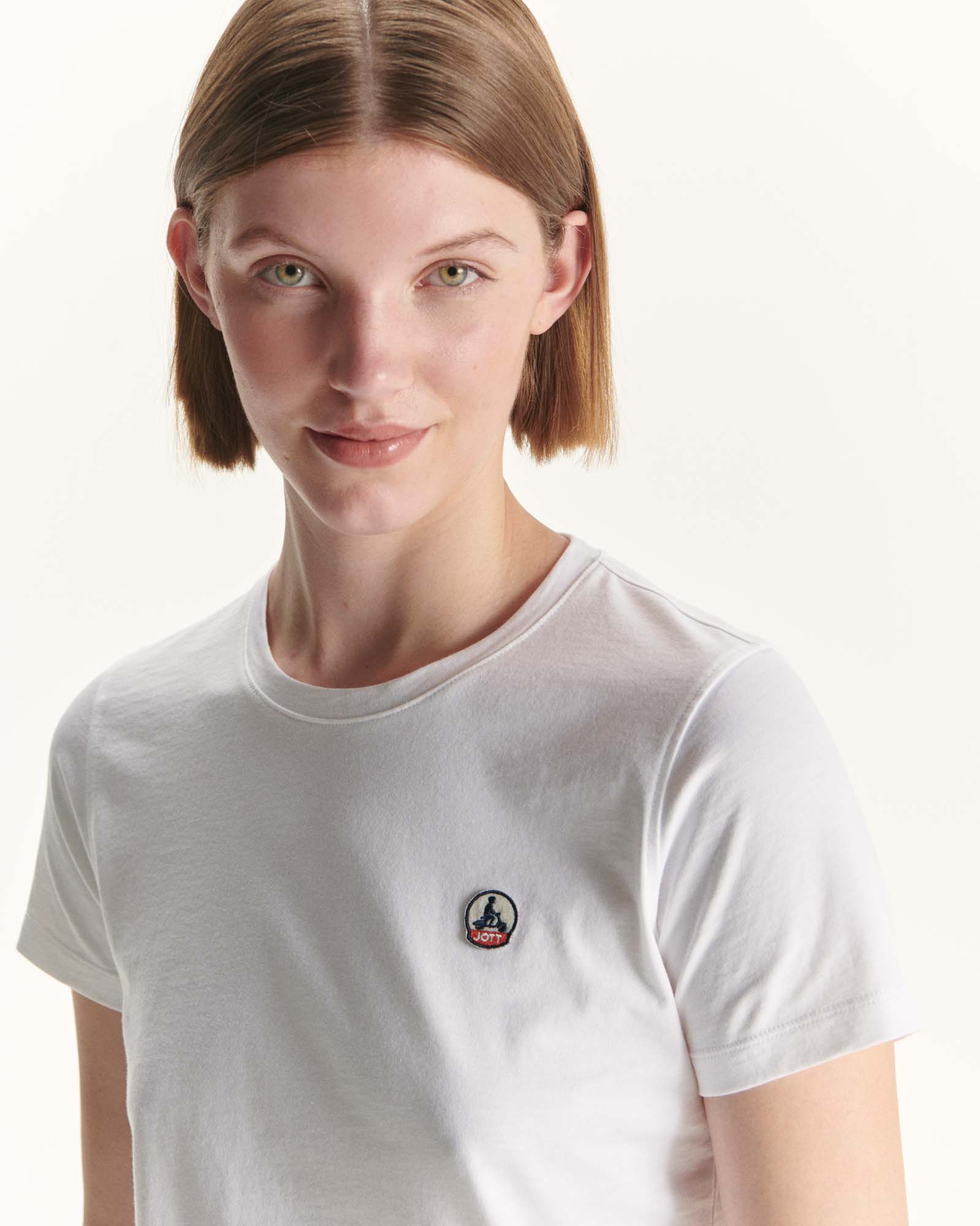 T-shirt à col rond femme en coton biologique Blanc Rosas