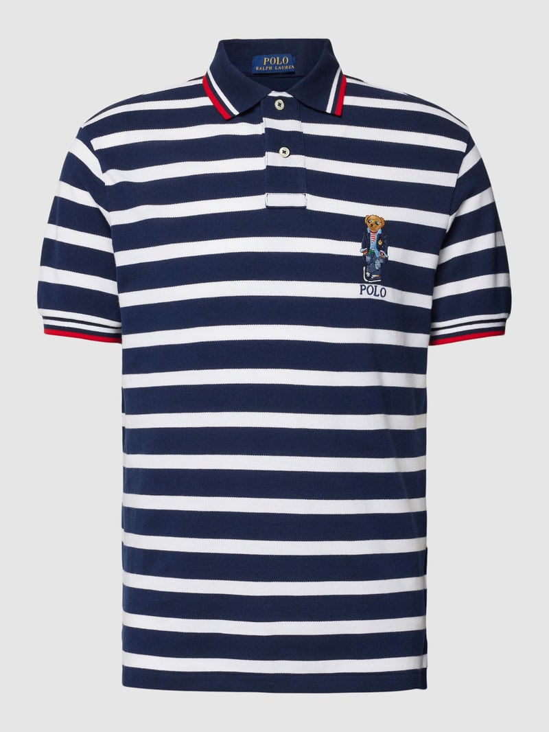Poloshirt mit Streifenmuster in marineblau