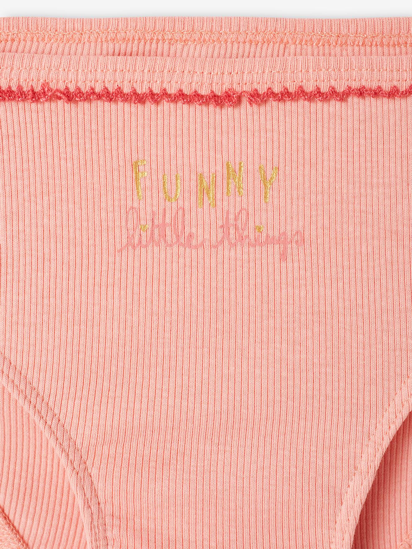 Lot de 5 culottes fantaisie fille en maille côtelée rose nude