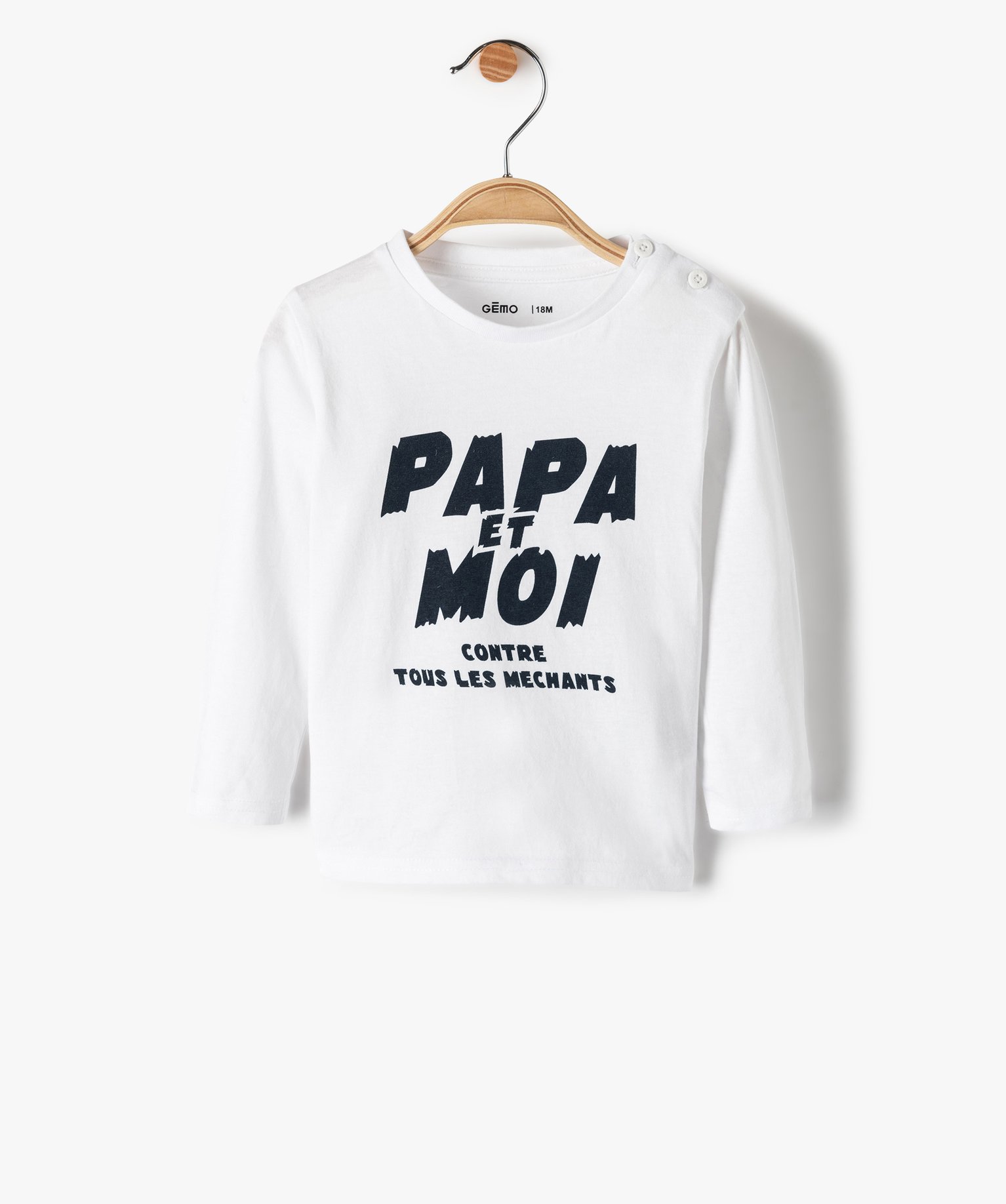 Tee-shirt bébé Garçon à manches longues avec message blanc | GEMO