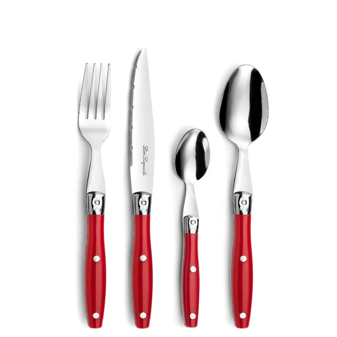 Lou Laguiole Besteck-Set COMPTOIR, Edelstahl 18/0, PP, rot hochglanzpoliert, für 6 Personen, 24-teilig