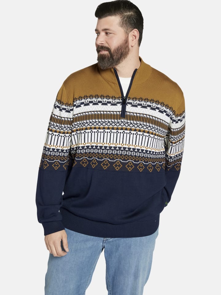 Charles Colby Pullover EARL SENAN in dunkelblau gemustert günstig kaufen