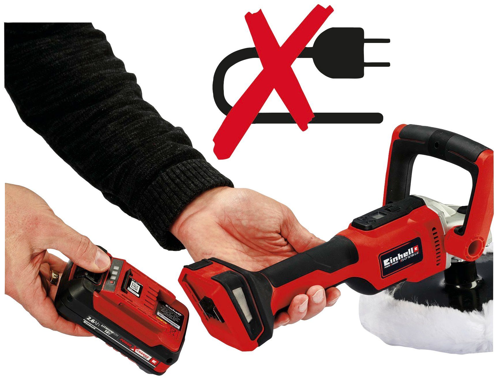 Einhell Akku-Poliermaschine CE-CP 18/180 Li E-Solo, Power X-Change, ohne Akku und Ladegerät