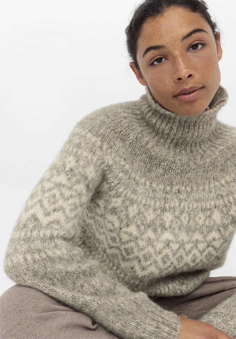 Jacquard-Pullover aus Alpaka mit Baumwolle