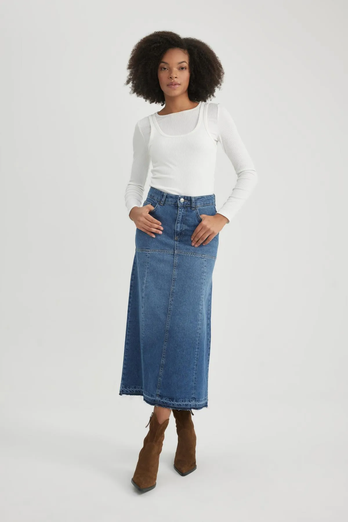 DeFacto  Lang geschnittener Jeans-Midirock B3237ax23wn