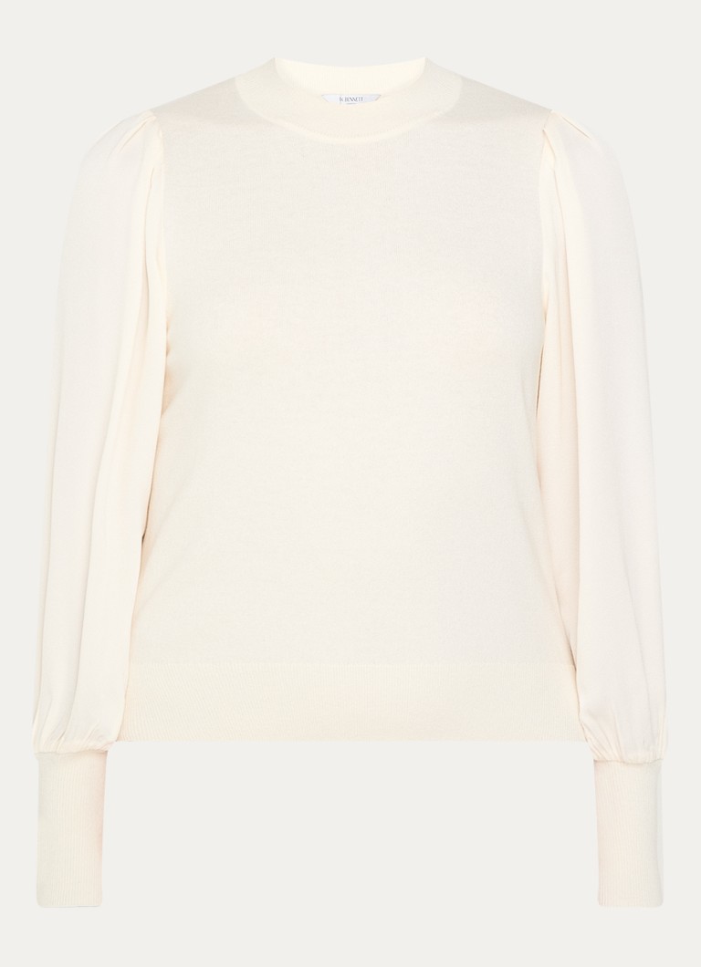 LKBennett Erica fine-knit top in wool blend with balloon sleeves