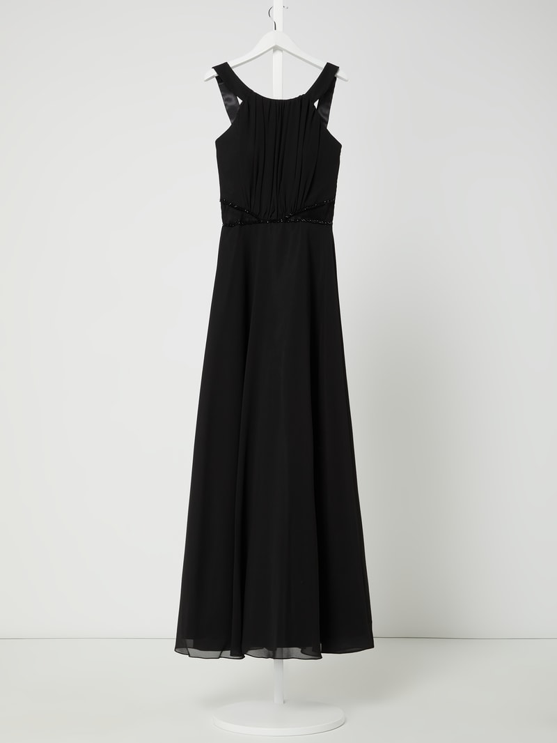 Maxikleid aus Chiffon in schwarz