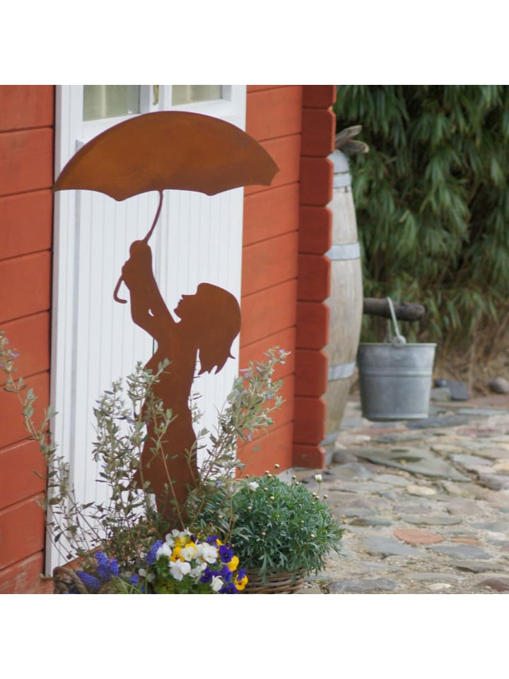 UNUS Gartenstecker Rost Mädchen mit Schirm in Braun günstig kaufen