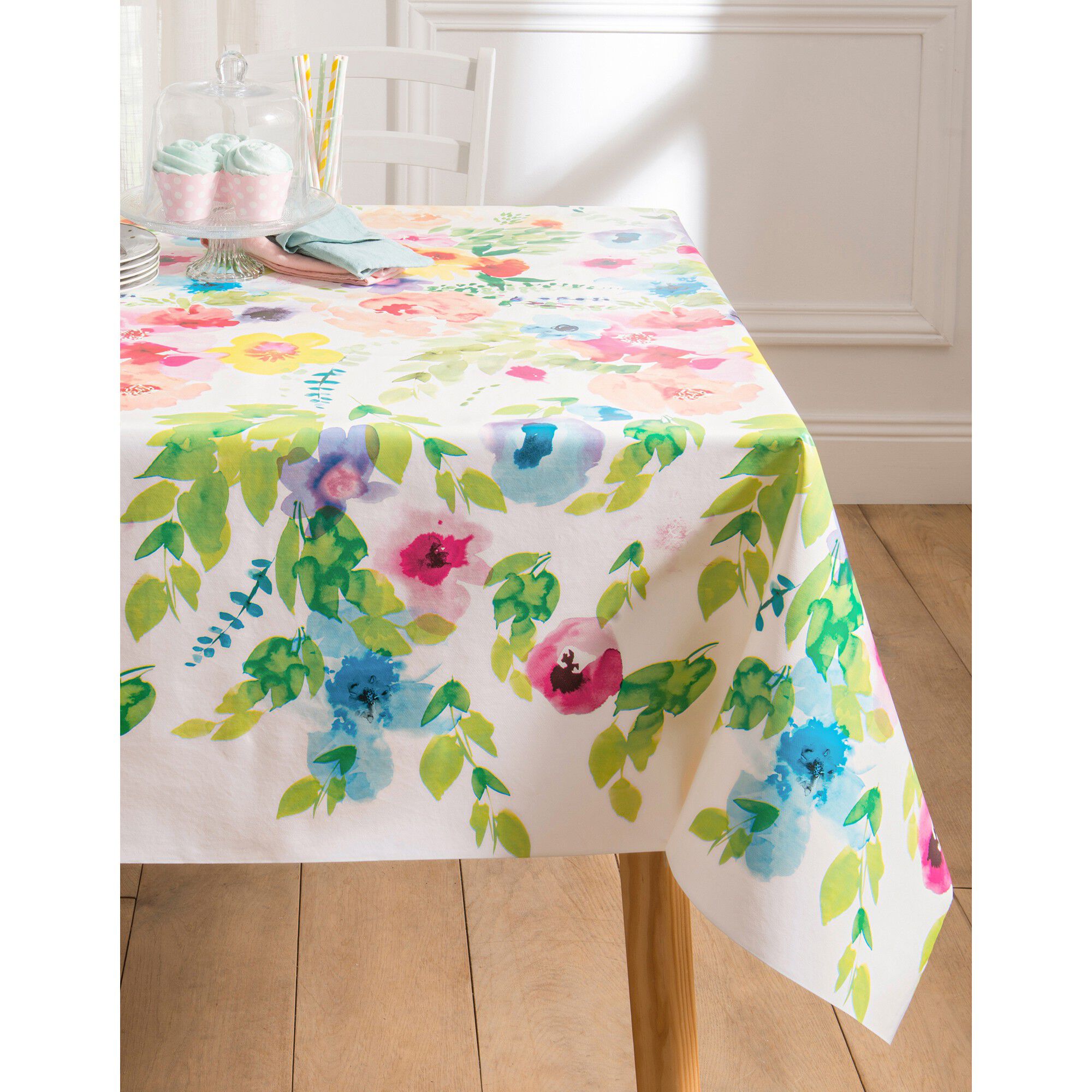 Nappe toile cirée imprimée fleurs