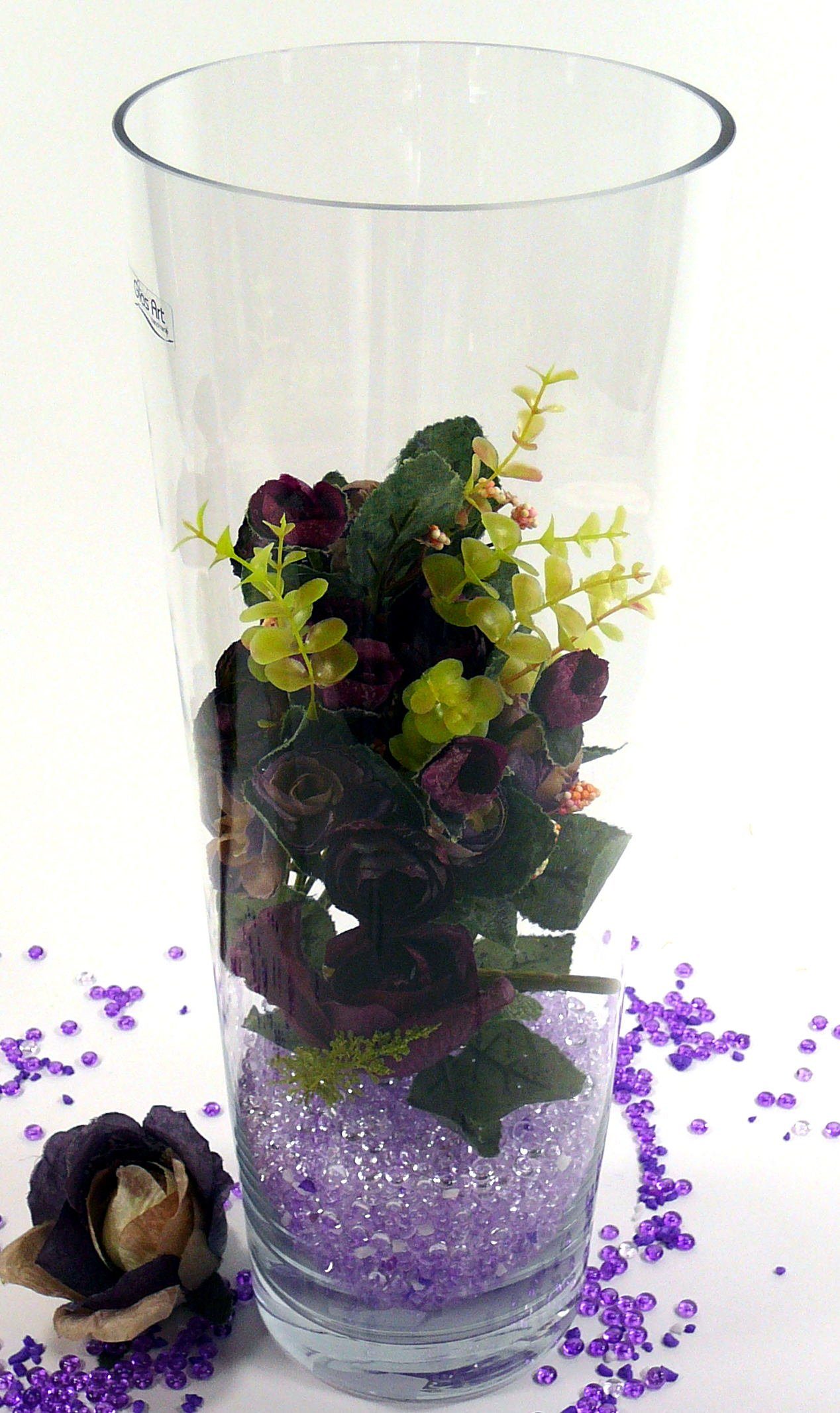 GlasArt Dekovase Glasvase Dekovase groß, konisch, Auswahl zwei Größen 40cm & 60cm hoch (1 St), aus Glas, geschliffener Rand