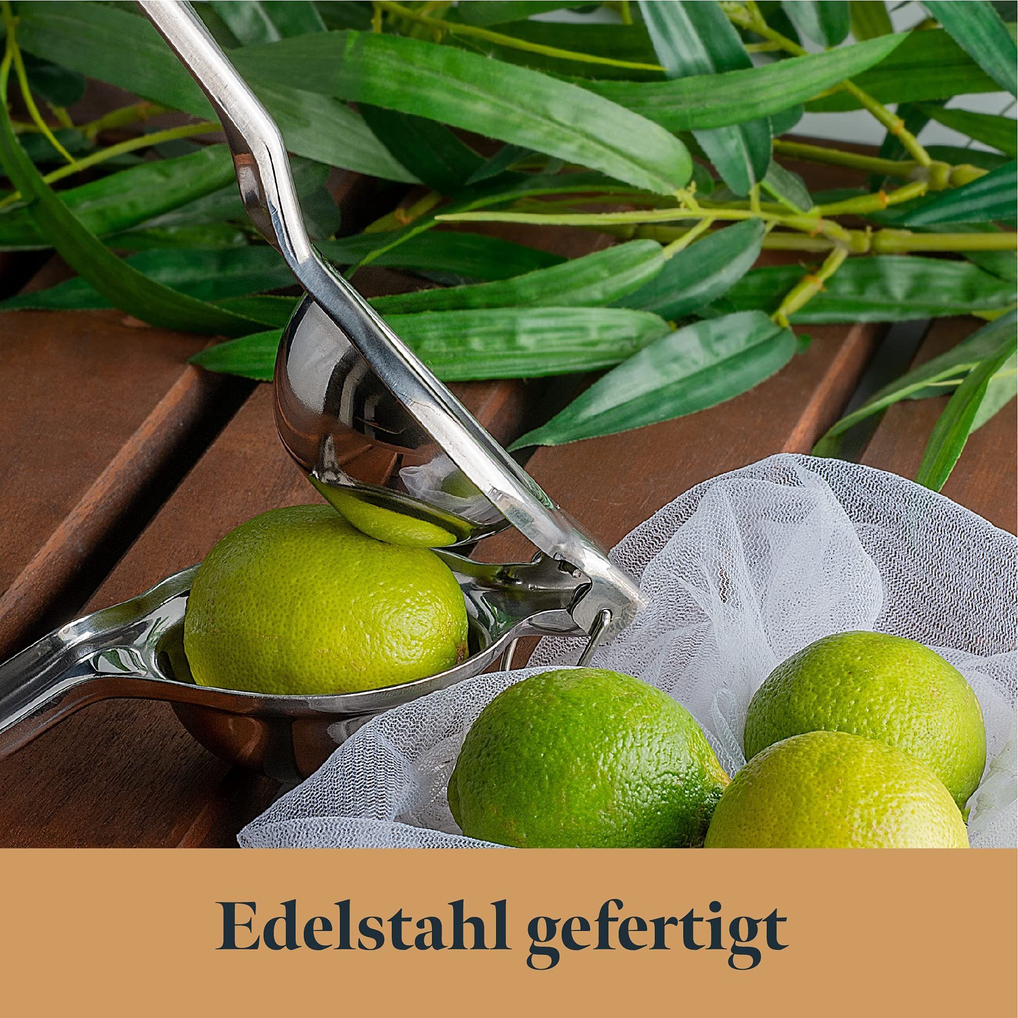 GOURMEO Zitruspresse Langlebige Zitruspresse aus Edelstahl, Durable Stainless Steel Citrus Press