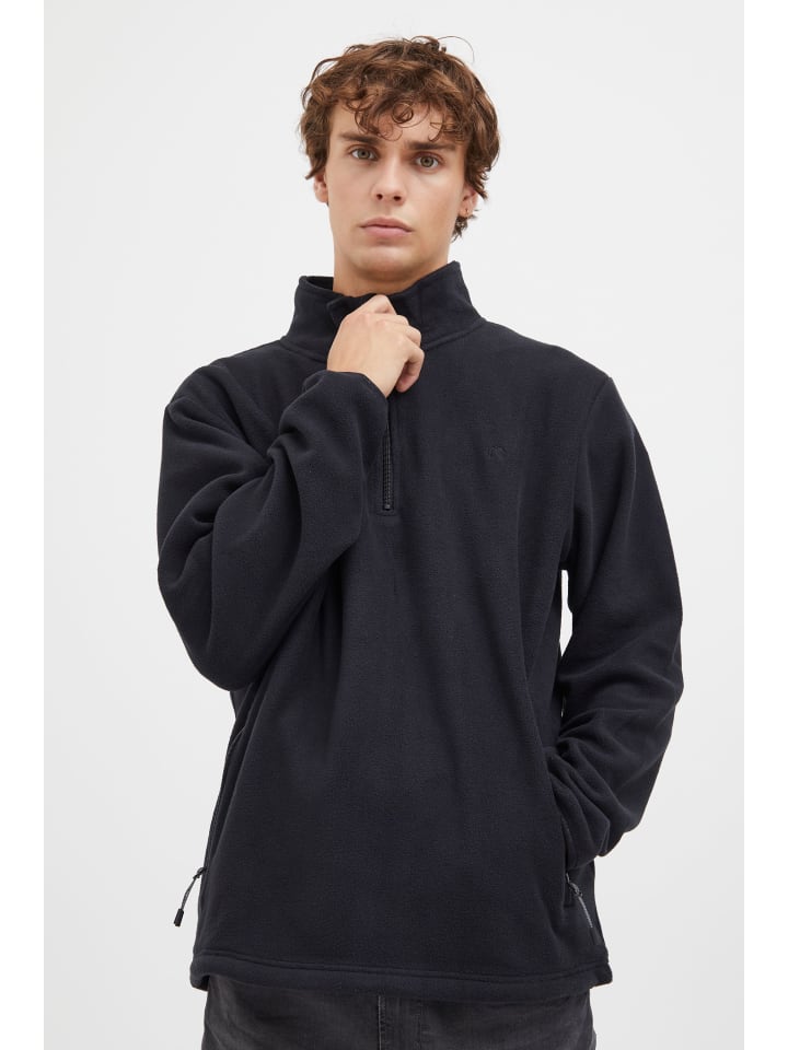 North Bend Troyer NBCotas M 233866MMM Atmungsaktiver Fleecepullover mit Troyer Kragen in Schwarz günstig kaufen