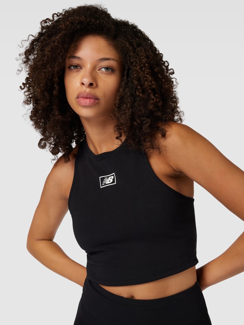 Crop Top mit Logo-Print in schwarz