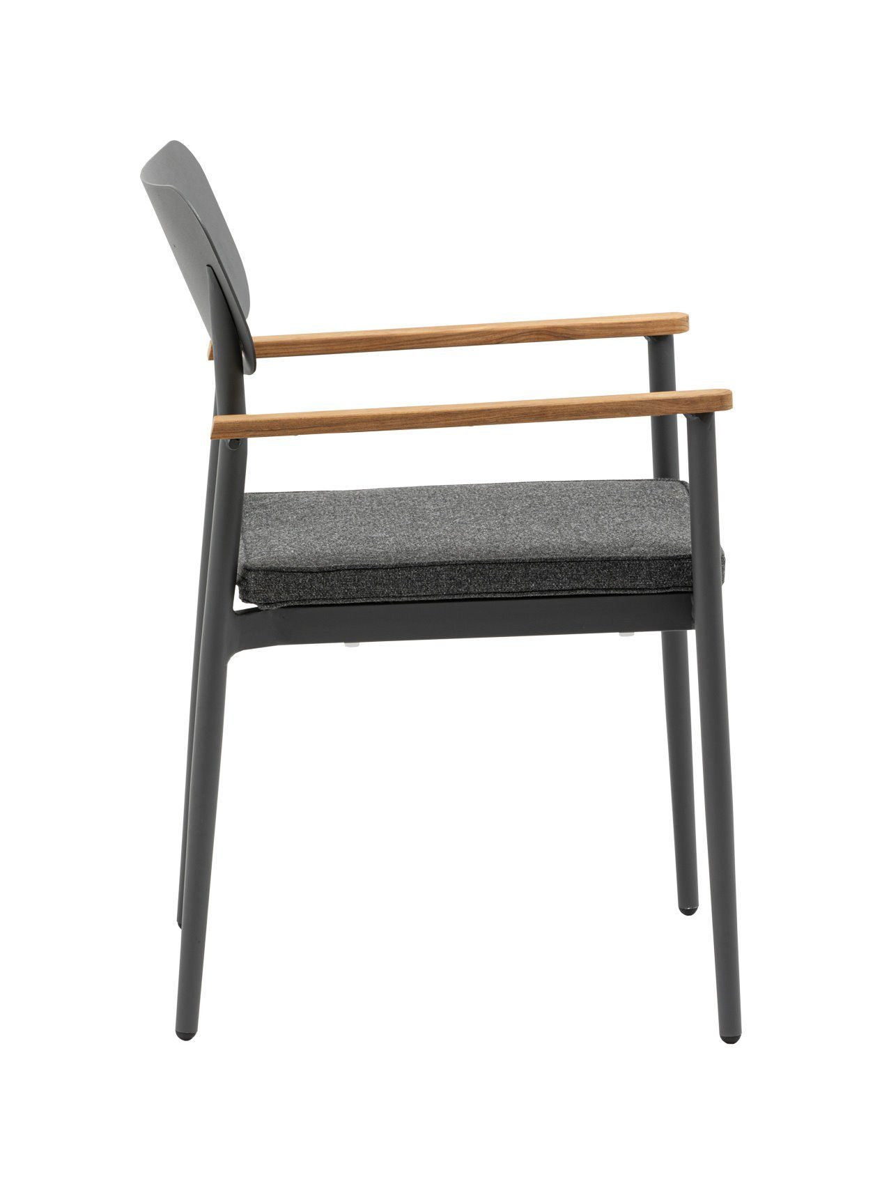Konway Stapelstuhl DALLAS (4 St), 4x KONWAY® DALLAS Stapelsessel Anthrazit Polyrattan Sessel grau