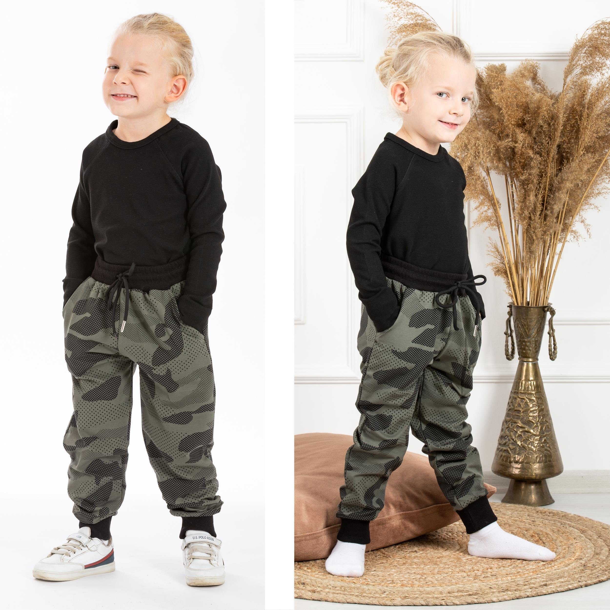 LOREZA Jogginghose Jungen Mädchen Camouflage Hose Trainingshose Jogginghose Freizeithose (1-tlg)