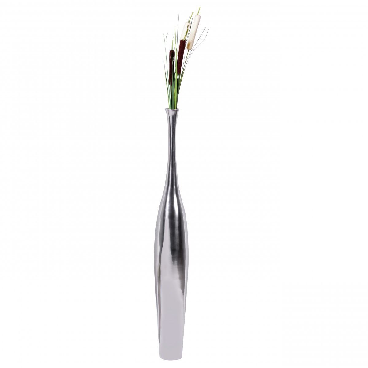 Wohnling Deko Vase Bottle L Design Alu Aluminium-Dekoration Wohndeko modern Blumenvase silber Tischdeko Designvase