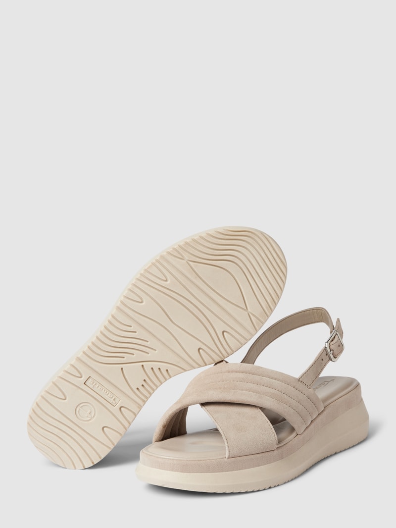 Sandalen mit Dornschließe in taupe
