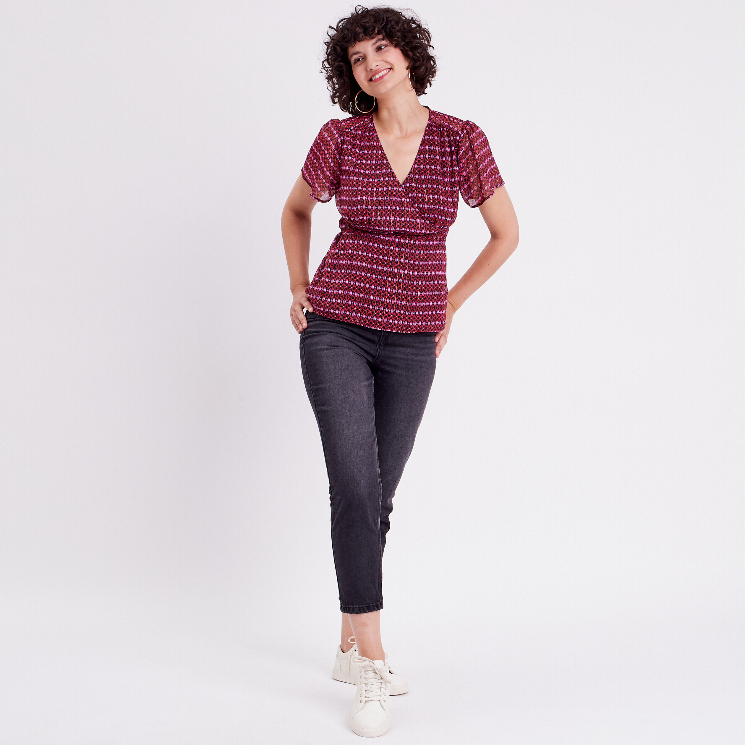 Blouse manches courtes rouge femme | Cache Cache