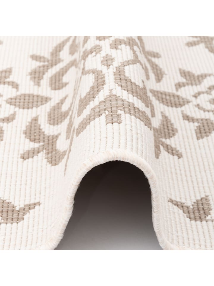 Pergamon In- und Outdoor Teppich Beidseitig Newport Barock in Beige günstig kaufen 80 x 150cm