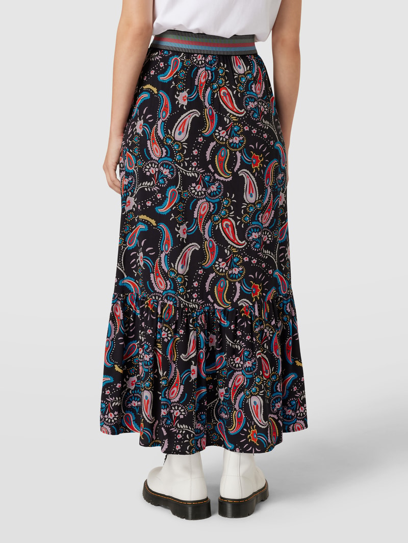 Maxirock mit Paisley-Muster in schwarz