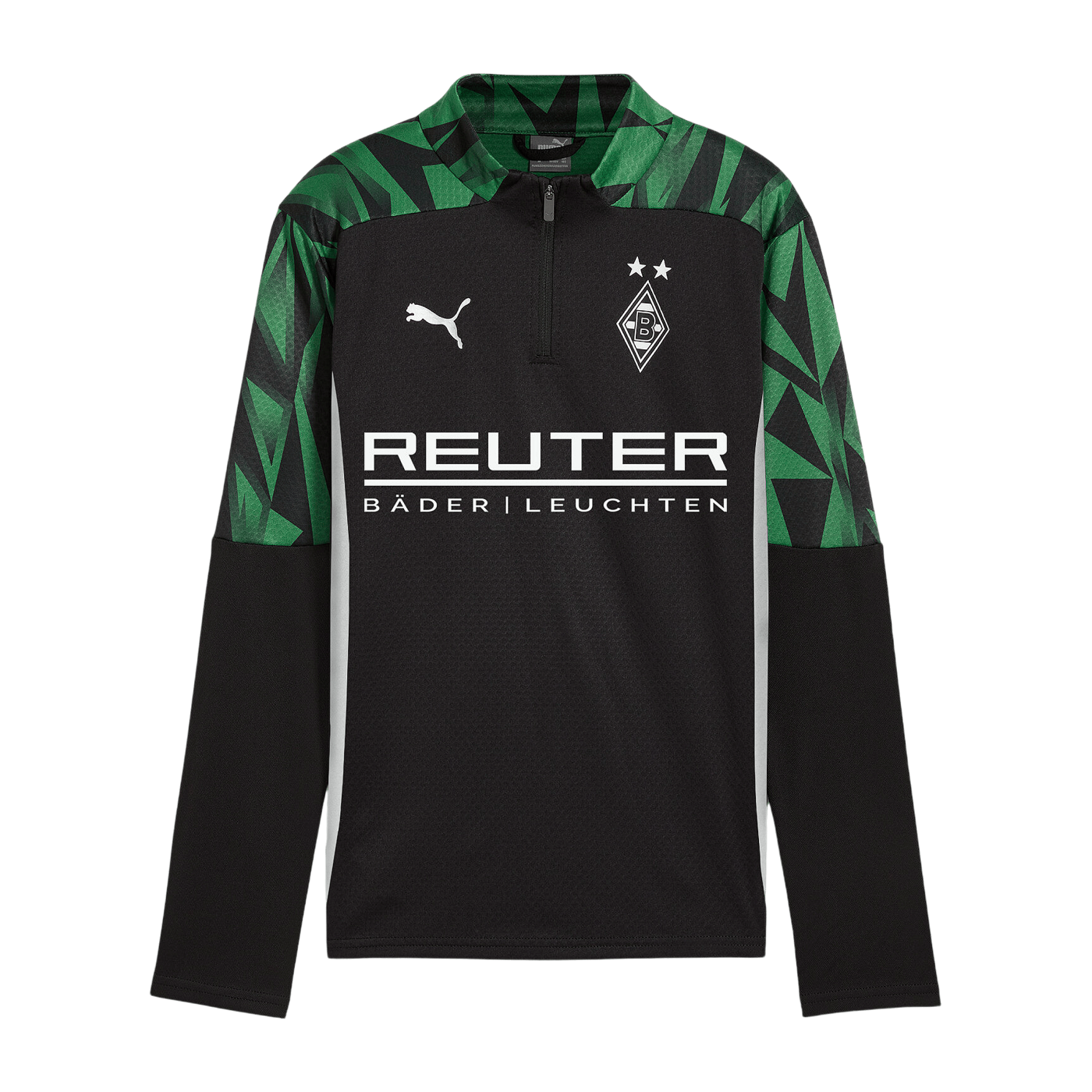 PUMA Borussia Mönchengladbach 1/4 Zip Sweatshirt mit Sponsor Kids Schwarz F02