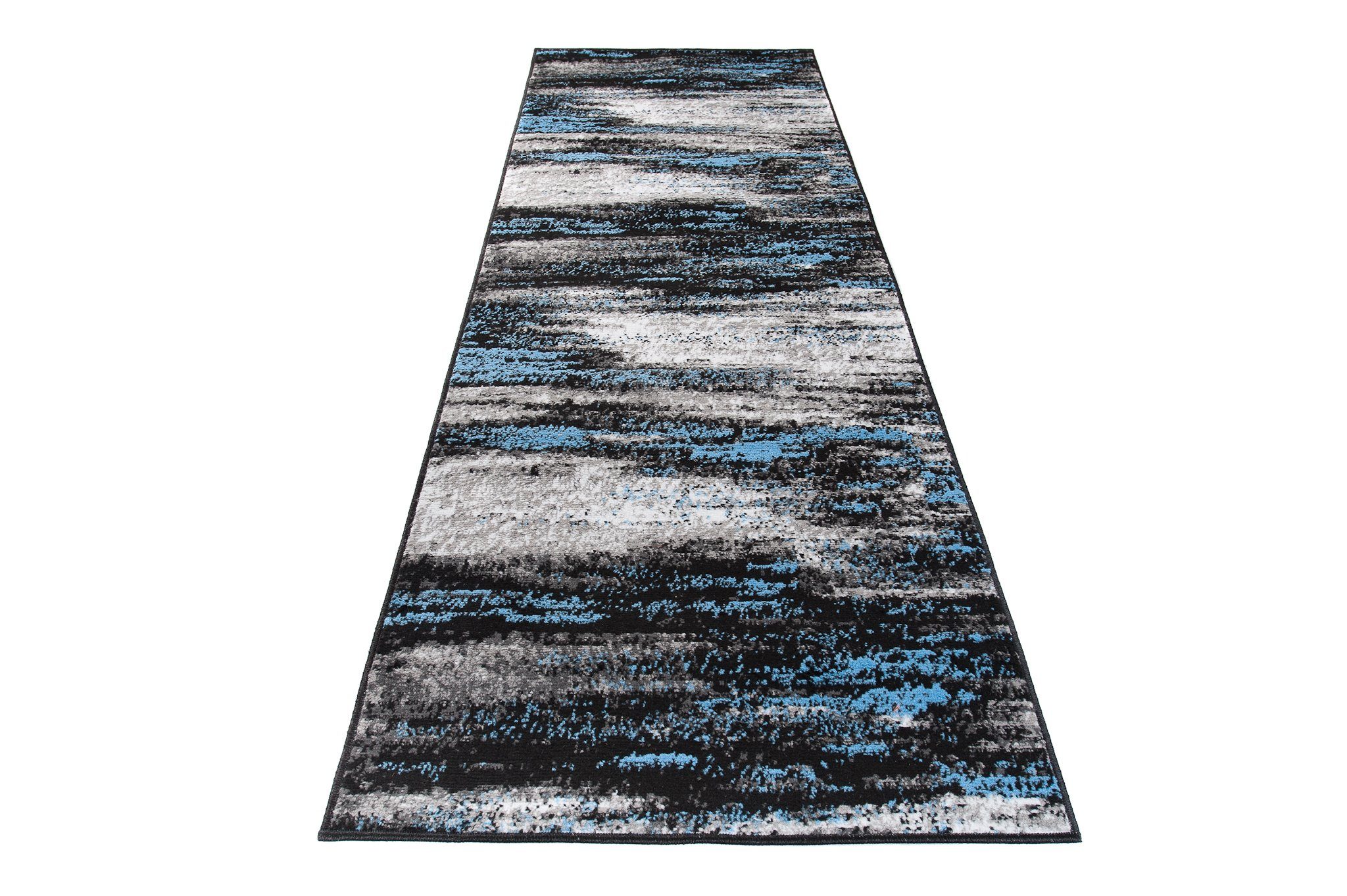 Läufer Läufer Flurläufer Modern für Vorzimmer 100 cm Breit Grau Blau, Mazovia, 100 x 100 cm, Kurzflor, Meterware, Höhe 8 mm, Kurzflor - niedrige Florhöhe