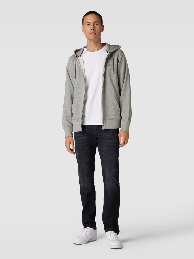 Sweatjacke mit Kapuze in mittelgrau meliert