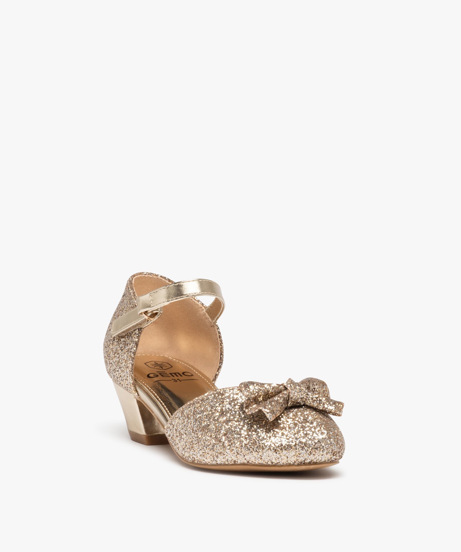 Babies fille à talon dessus pailleté avec n?ud décoratif or | GEMO