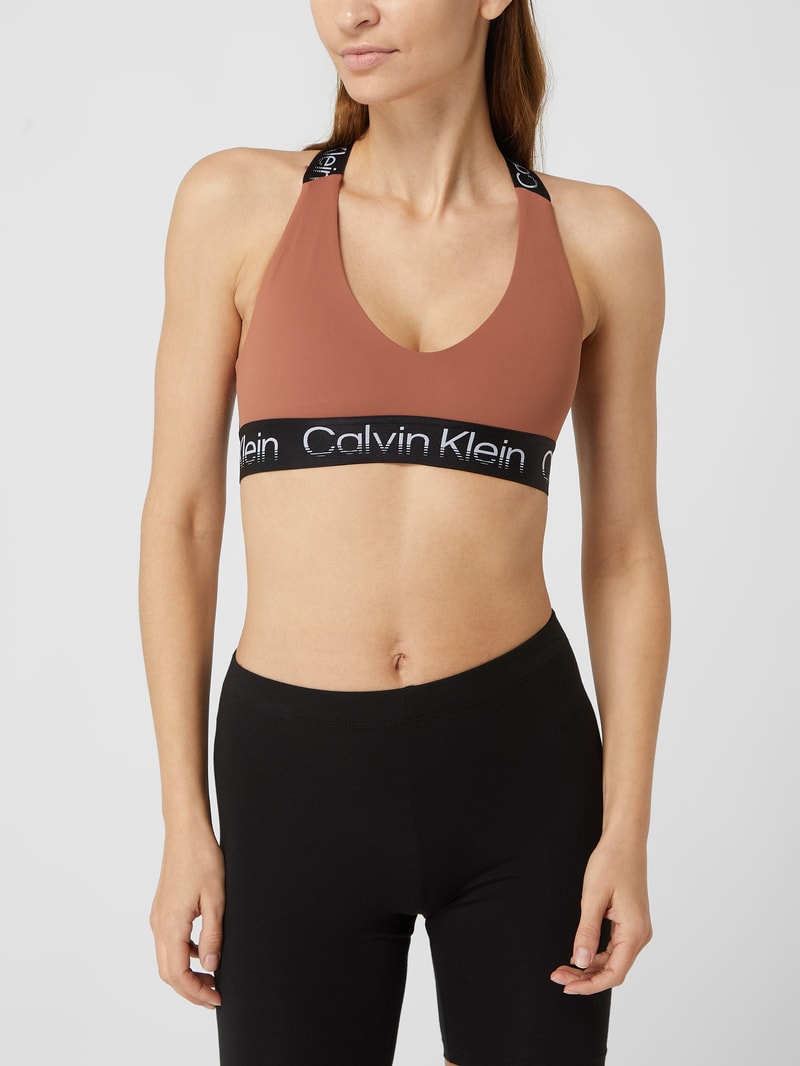 Bustier mit Logo-Bund in cognac