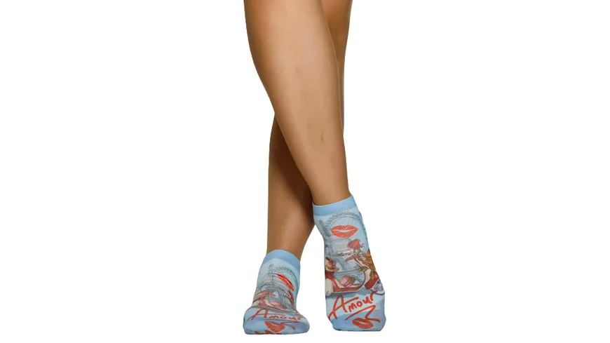 wigglesteps Damen Sneaker Socken AMOUR Light Blue