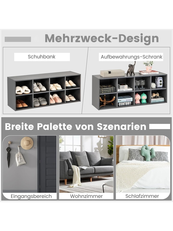 COSTWAY Schuhbank Bücherregal bis zu 230kg in Grau günstig kaufen onesize