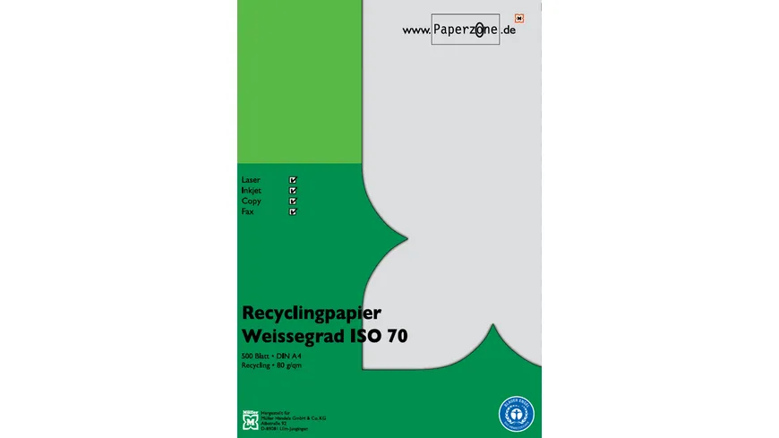 PAPERZONE Recyclingpapier ISO 70 Multifunktionspapier weiss