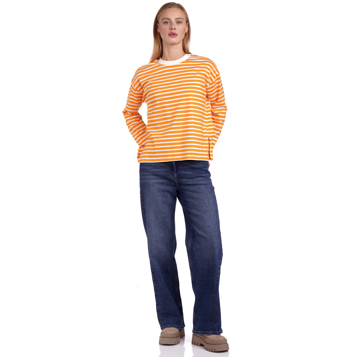 Damen Langarmshirt im Ringel-Look