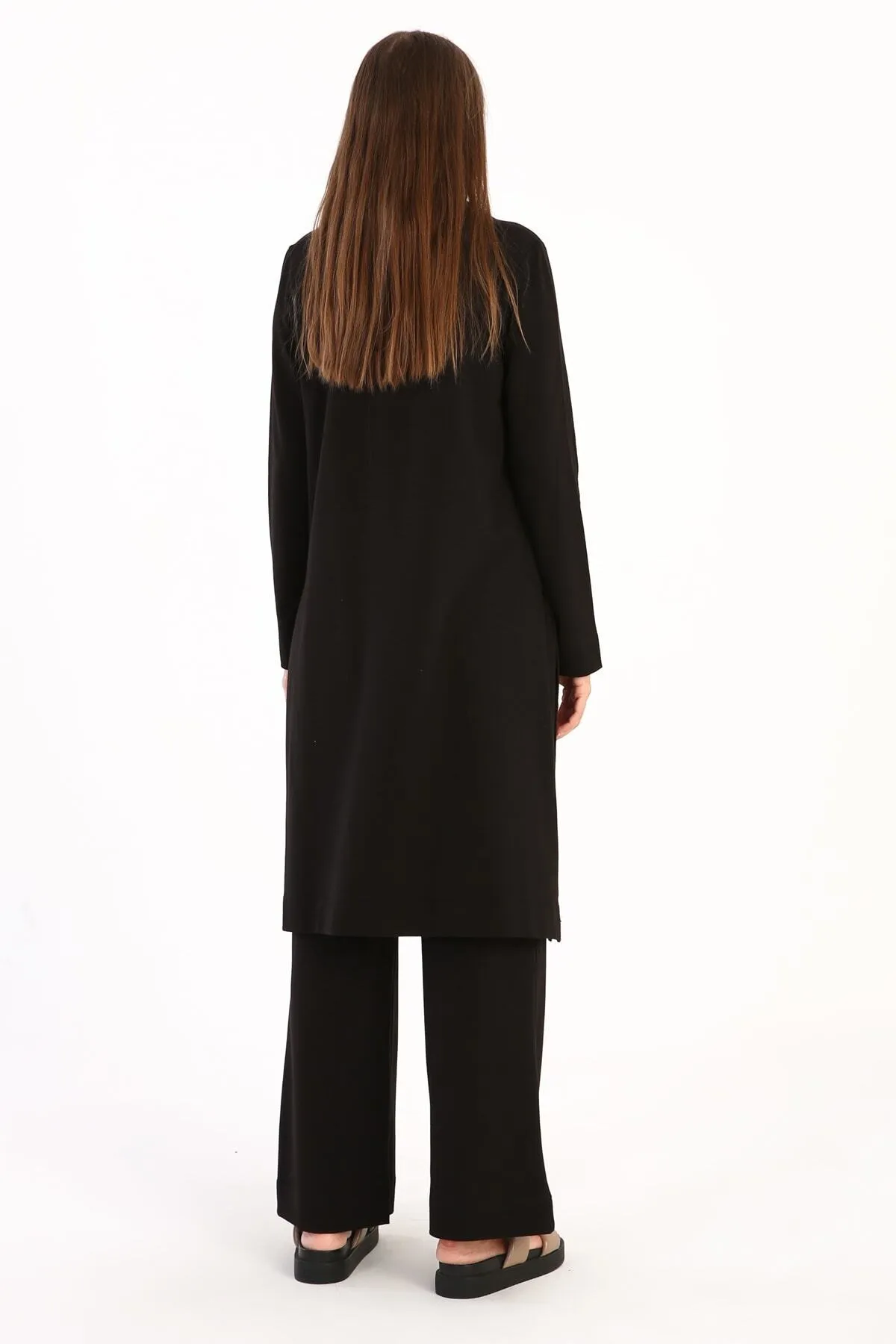 ALLDAY  Schwarzes Basic-Hosenset aus Baumwolle mit Schlitz