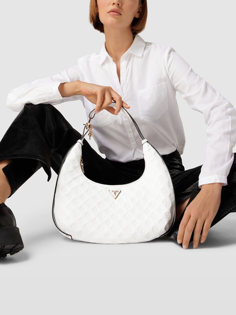 Hobo Bag mit Allover-Logo Modell 'LA FEMME HOBO' in weiß