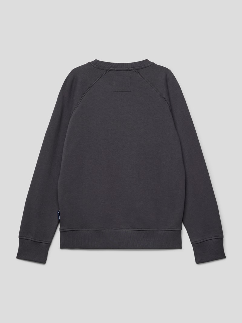 Sweatshirt mit geripptem Rundhalsausschnitt in dunkelgrau