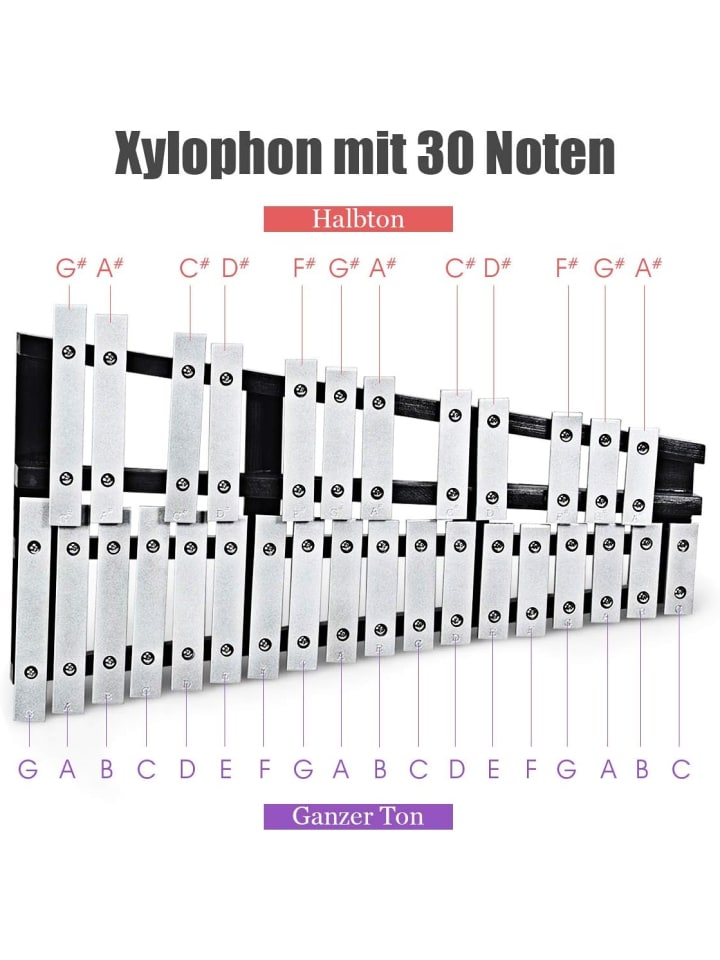 COSTWAY Xylophon 30 Noten in Silber günstig kaufen 56 cm