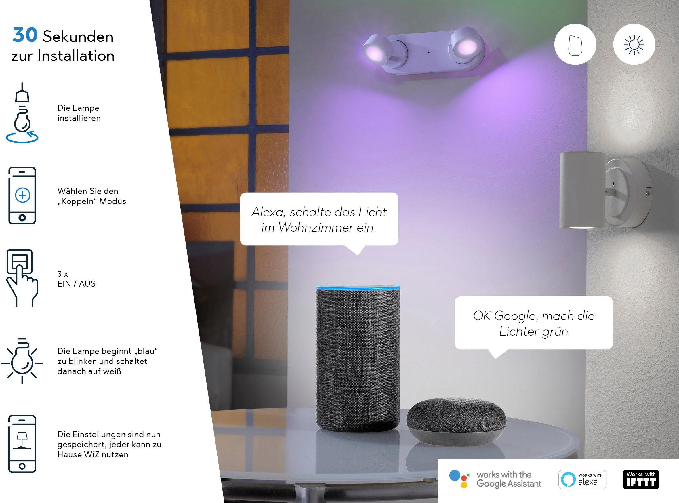 TRIO Leuchten LED Deckenleuchte DIAMO, Dimmfunktion, Farbsteuerung, Farbwechsel, Smart Home, LED fest integriert, Neutralweiß, Warmweiß, Mit WiZ-Technologie für eine moderne Smart Home Lösung