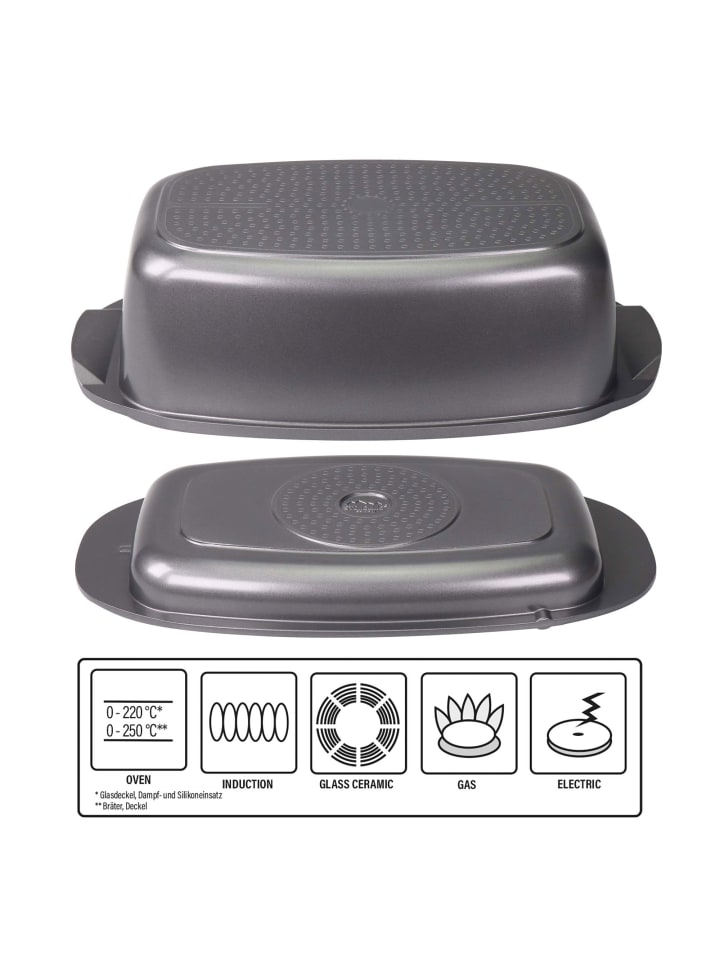 Stoneline Bräter und Back Set 5-teilig 40x22 cm | mit Deckeln in Anthrazit günstig kaufen onesize