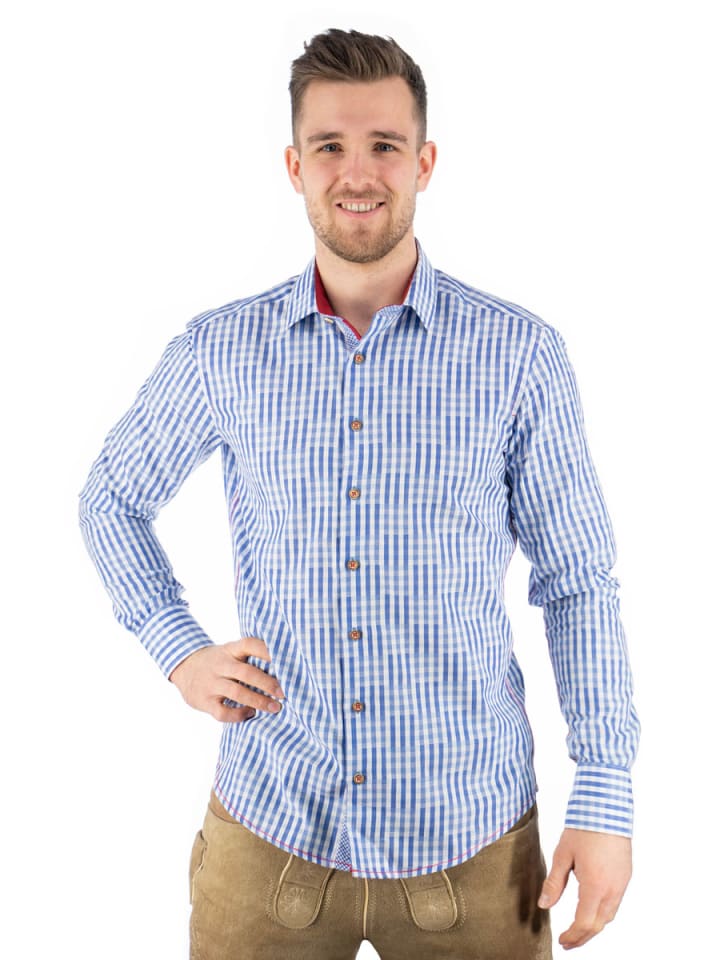 OS-Trachten Trachtenhemd Zufir in hellblau/bleu günstig kaufen