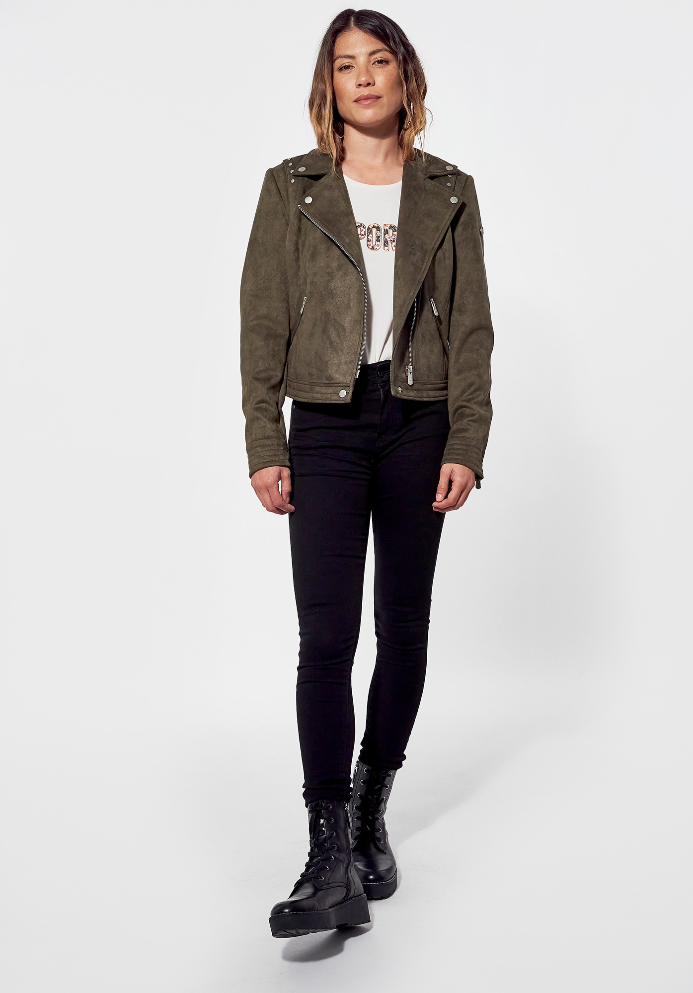 FREON  Veste régular kaki Femme, style motard