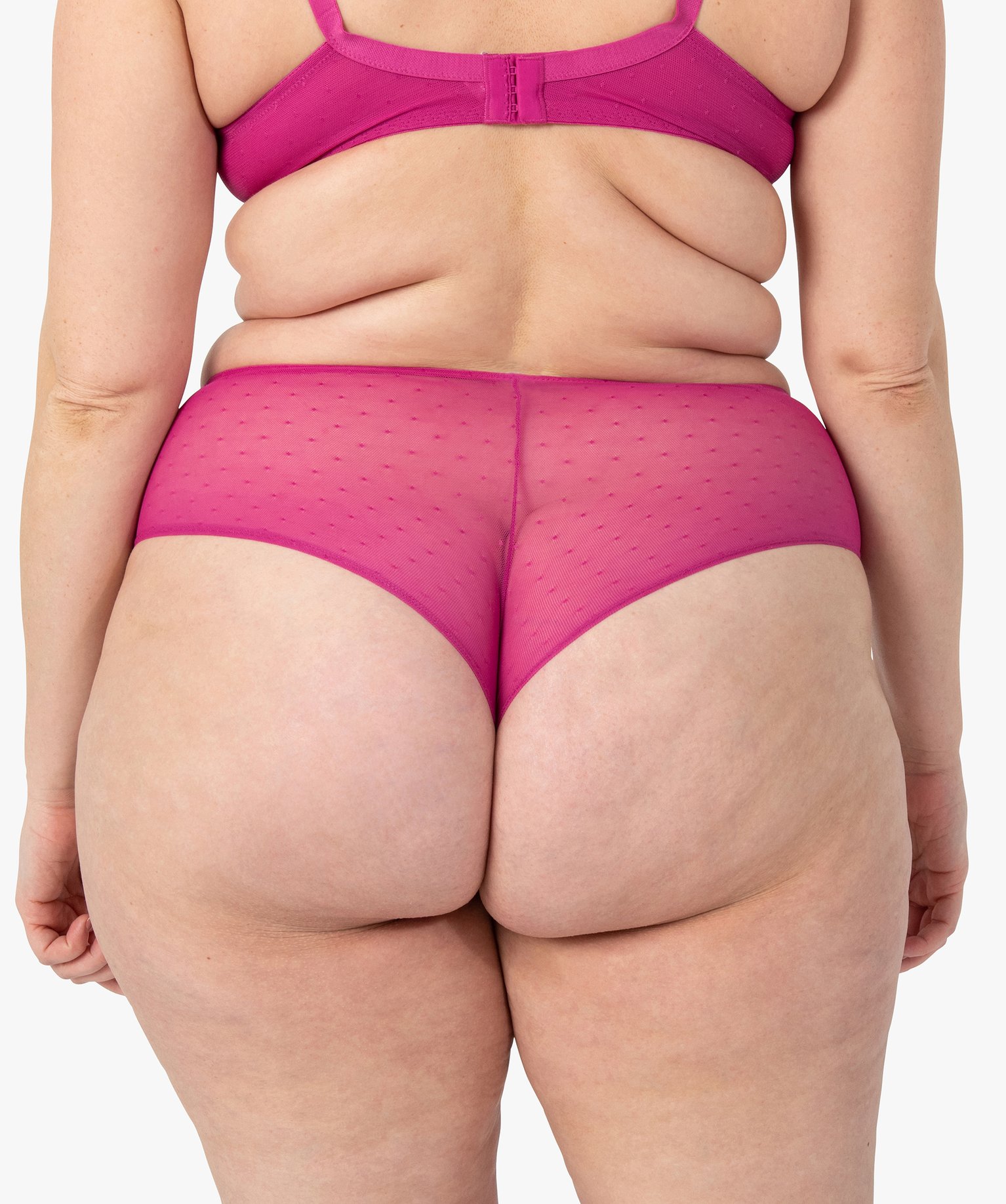 Shorty en dentelle et tulle femme grande taille rose fonce | GEMO