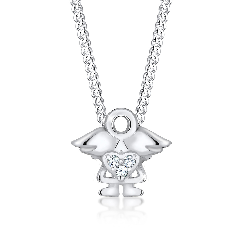 Elli Elli Collier Femme Ange avec Cristal Enfant - (925/1000) Argent collier